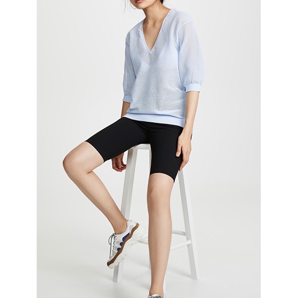 Tibi Perforated V-Neck Pullover